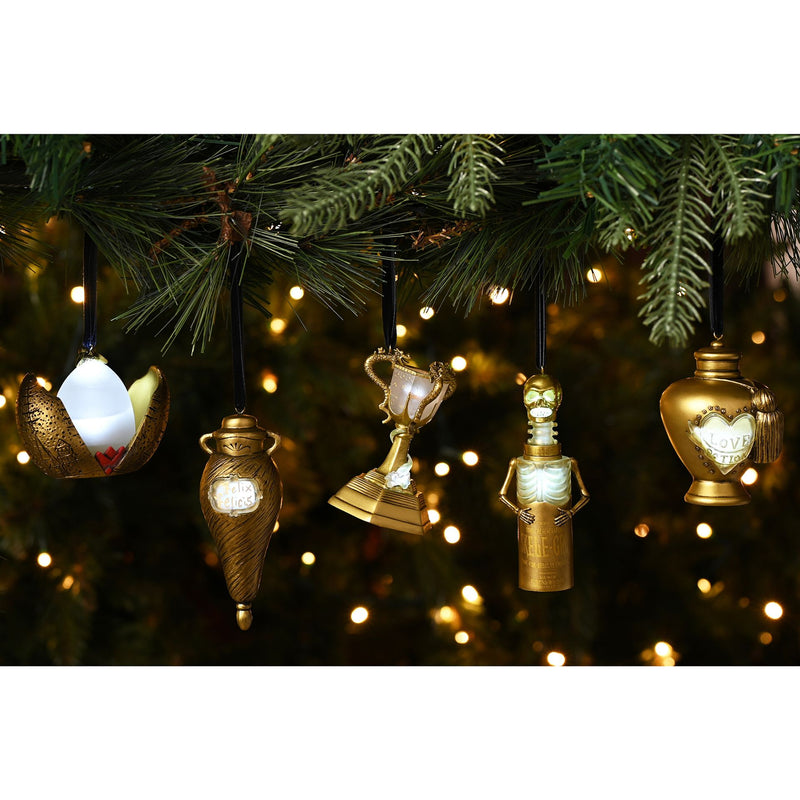 Harry Potter Christmas Alumni LED Hanging Decoration Set of 5 (Love Potion, Felix Felicis, Triwizard Cup, Skelegro, Golden Egg)