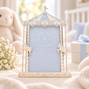 Hello Baby Silver Plated Blue Carousel Photo Frame