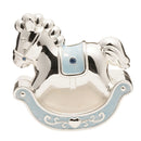 Hello Baby Silver Plated Blue Rocking Horse Money Box