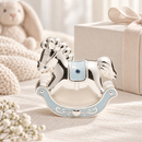 Hello Baby Silver Plated Blue Rocking Horse Money Box