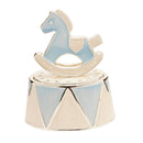 Hello Baby Silver Plated Blue Rocking Horse Music Box