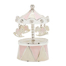 Hello Baby Silver Plated Pink Carousel Music Box