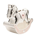 Hello Baby Silver Plated Pink Rocking Horse Money Box