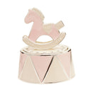 Hello Baby Silver Plated Pink Rocking Horse Music Box