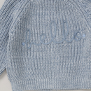 'Hello' Blue Cotton Knit Baby Cardigan with Embroidery Detail - 0-12M