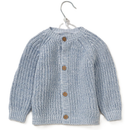 'Hello' Blue Cotton Knit Baby Cardigan with Embroidery Detail - 0-12M