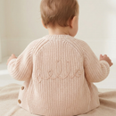 'Hello' Cream Cotton Knit Baby Cardigan with Embroidery Detail - 0-12M