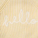 'Hello' Lemon Cotton Knit Baby Cardigan with Embroidery Detail - 0-12M