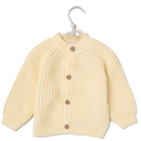 'Hello' Lemon Cotton Knit Baby Cardigan with Embroidery Detail - 0-12M