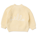 'Hello' Lemon Cotton Knit Baby Cardigan with Embroidery Detail - 0-12M
