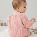 'Hello' Pink Cotton Knit Baby Cardigan with Embroidery Detail - 0-12M