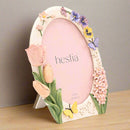 Hestia 3D Tulip Design Resin Oval Photo Frame - 5" x 7"
