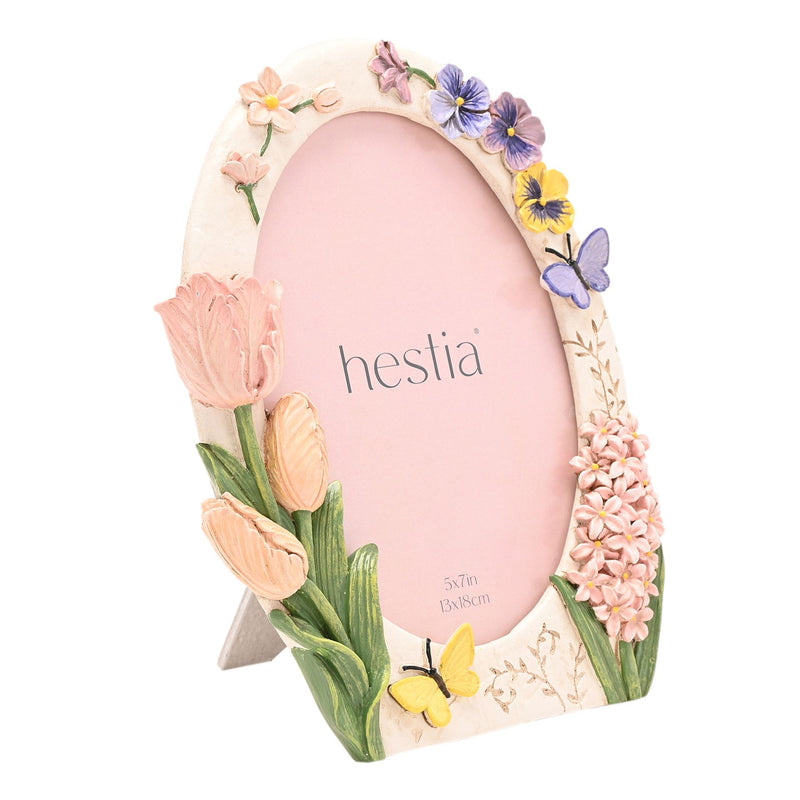Hestia 3D Tulip Design Resin Oval Photo Frame - 5" x 7"
