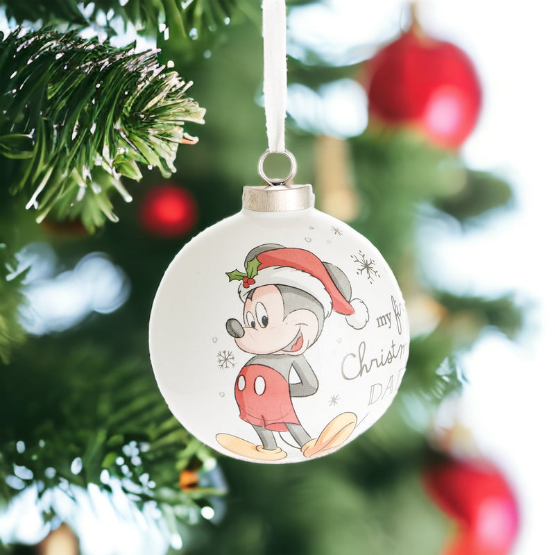 Disney Baby's Mickey & Minnie Mouse 'My First Christmas as a...' Ceramic Bauble Set in Matching Gift Boxes