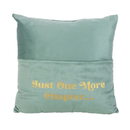 'Just One More Chapter' Pale Green Cushion with Book Storage Pocket - 35cm