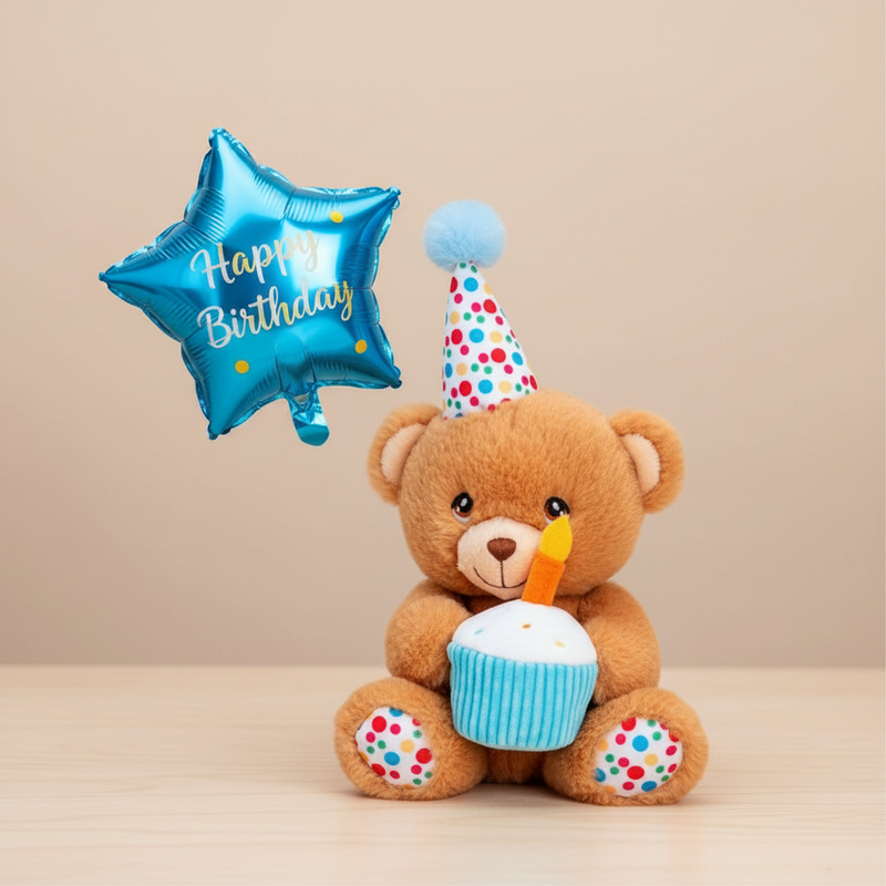 Keeleco Happy Birthday Bear Plush Toy (100% Recycled) - 15cm