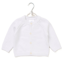 'Little One' White Cotton Knit Baby Cardigan with Embroidery Detail - 0-12M