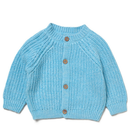 'Little Star' Blue Cotton Knit Baby Cardigan with Embroidery Detail - 0-12M