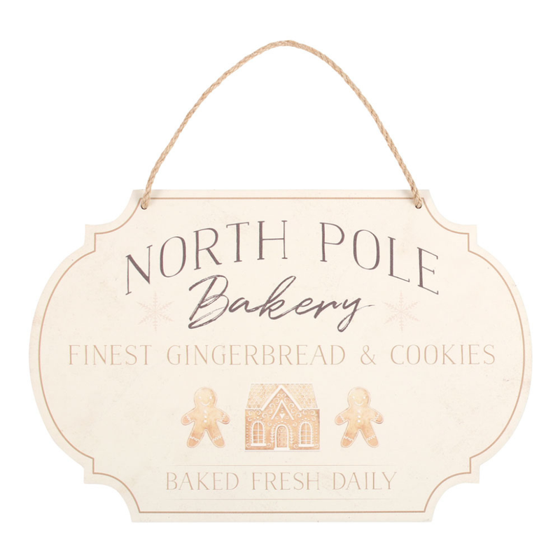 North Pole Bakery Rustic-Style Hanging Christmas Sign - 30cm