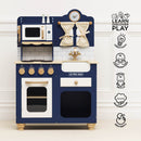 Oxford Wooden Play Kitchen – Blue Pretend Cooking Set by Le Toy Van