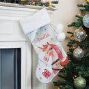 Personalised Unicorn Luxury Pom Pom Christmas Stocking