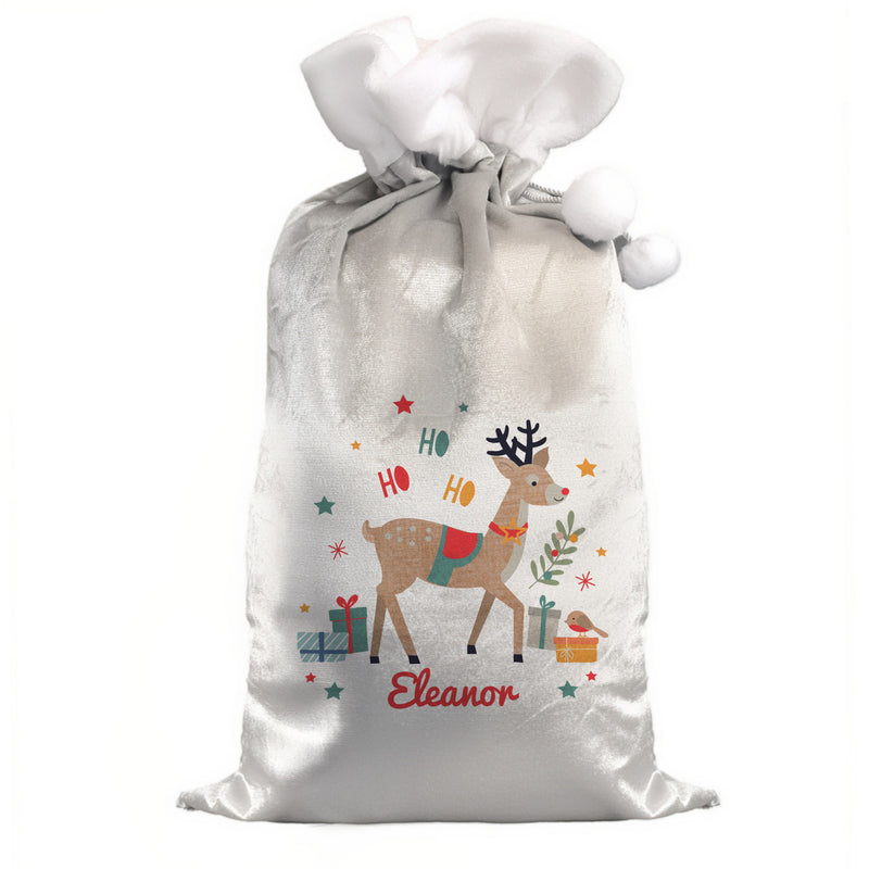 Personalised Reindeer Luxury Pom Pom Christmas Sack