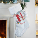 Personalised Initial Reindeer Luxury Pom Pom Christmas Stocking