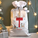 Personalised Initial Reindeer Luxury Pom Pom Christmas Sack