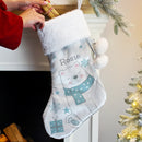 Personalised Polar Bear Luxury Pom Pom Christmas Stocking