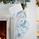 Personalised Polar Bear Luxury Pom Pom Christmas Stocking