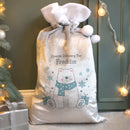 Personalised Polar Bear Luxury Pom Pom Christmas Sack