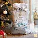 Personalised Polar Bear Luxury Pom Pom Christmas Sack