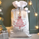 Personalised Pink Christmas Tree Luxury Pom Pom Sack