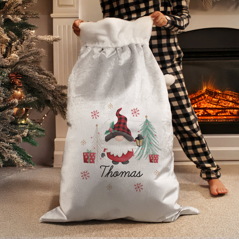 Personalised Christmas Gonk Luxury Pom Pom Sack