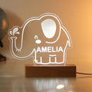 Personalised Elephant Wooden Based LED Colour-Changing Light