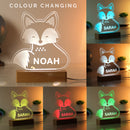 Personalised Fox Wooden Based LED Colour-Changing Light