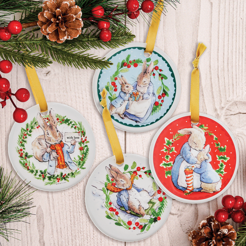 Peter Rabbit Set of 4 Christmas Decorations