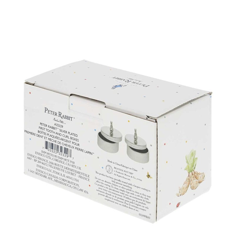 Peter Rabbit Silverplated First Tooth and Curl Set in Branded Box