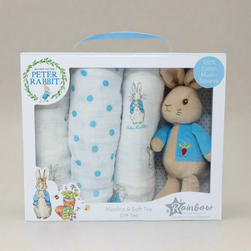 Peter Rabbit Soft Toy & Muslin Gift Set