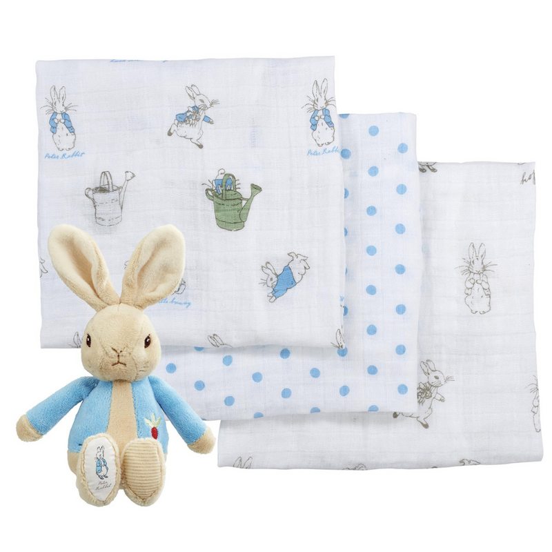 Peter Rabbit Soft Toy & Muslin Gift Set