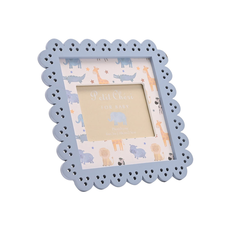 Petit Cheri Animals Blue Scallop Frame - 4 x 3"
