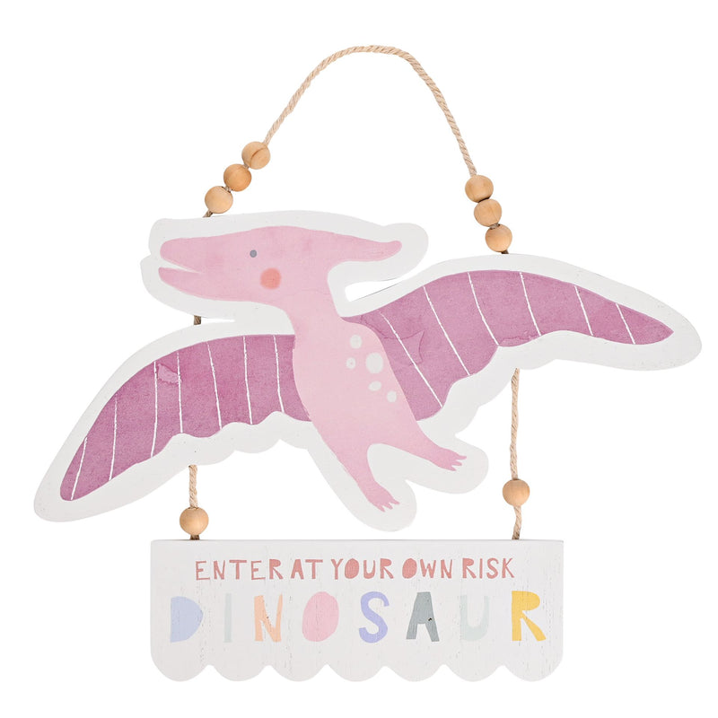 Petit Cheri Pteradacyl 'Enter at Your Own Risk' Dinosaur Hanging Plaque