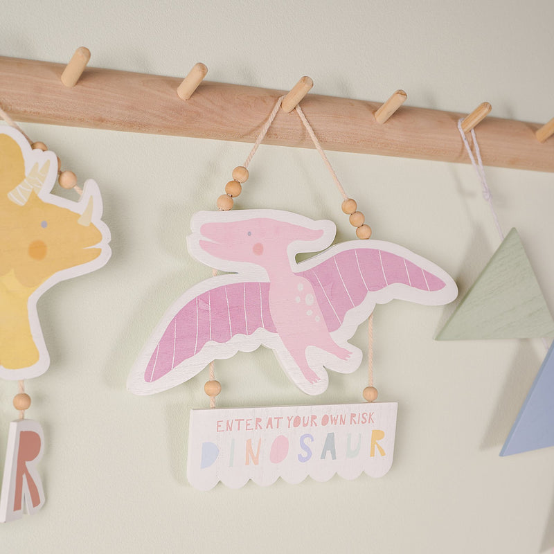 Petit Cheri Pteradacyl 'Enter at Your Own Risk' Dinosaur Hanging Plaque