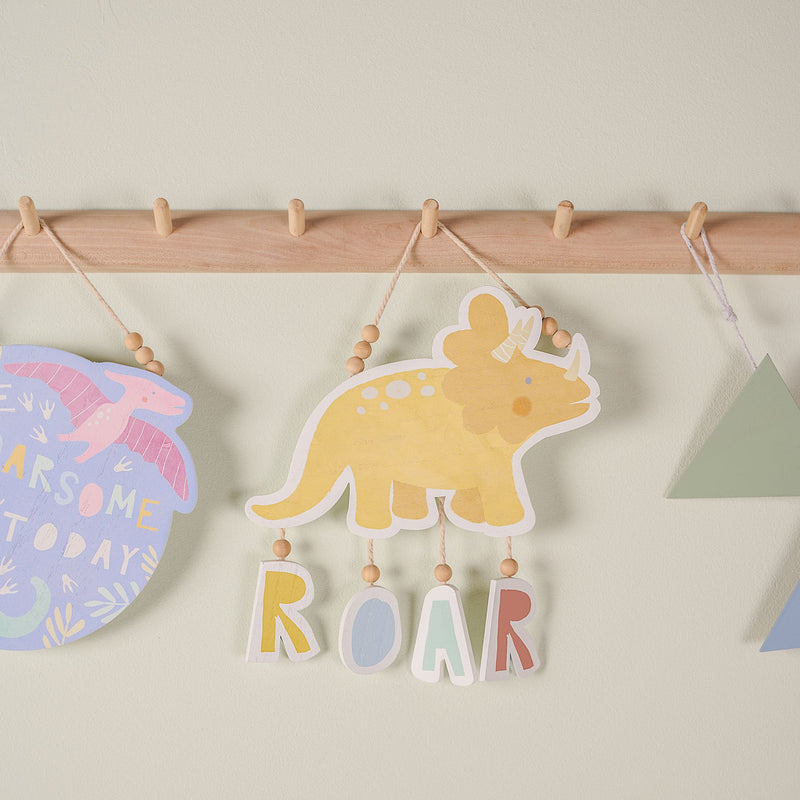 Petit Cheri Triceratops 'Roar' Dinosaur Hanging Plaque