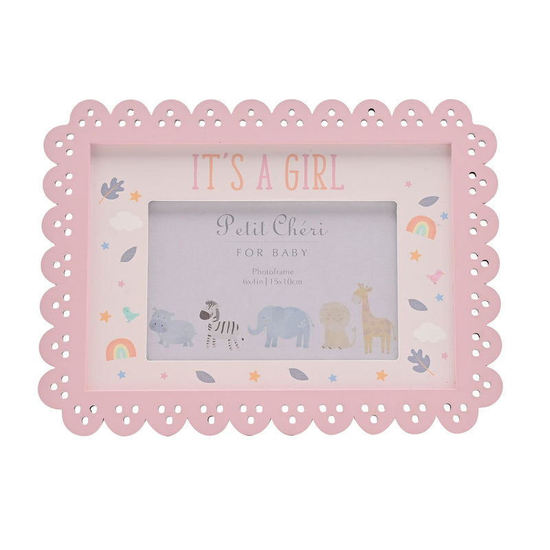 Petit Cheri 'It's a Girl' Pink Scallop Frame - 6 x 4"