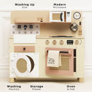 Wooden Rattan Family Play Kitchen with Eco Play Food Accessories by Le Toy Van