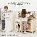 Wooden Rattan Family Play Kitchen with Eco Play Food Accessories by Le Toy Van
