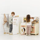 Wooden Rattan Family Play Kitchen with Eco Play Food Accessories by Le Toy Van