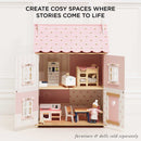 Roseheart Wooden Dolls House – Soft Pink Family Play House by Le Toy Van