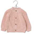 'Sister' Pink Cotton Knit Baby Cardigan with Embroidery Detail - 0-12M
